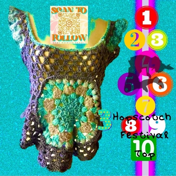 CROCHETED FESTIVAL OR SUMMER TOP - Picture 1 of 7